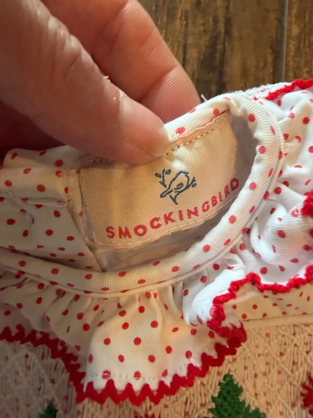 Smockingbird Baby Girls 18M White Red Polka Dot Smocked Christmas Dress